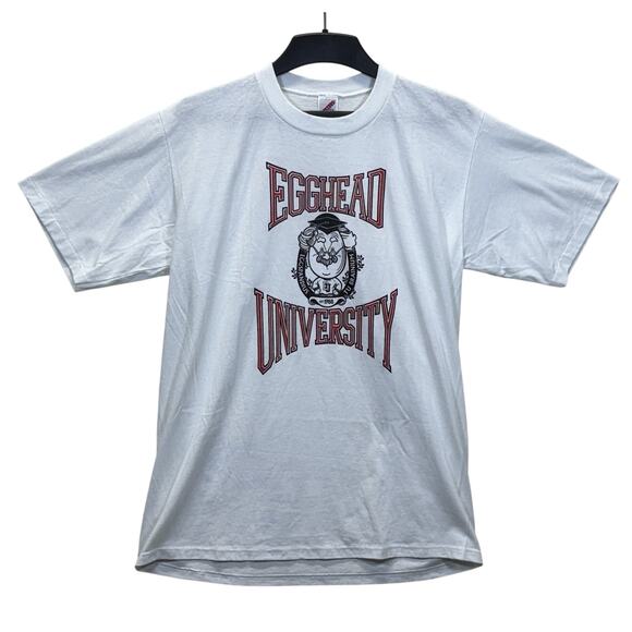 Vintage Egghead University 80s XXL T-shirt Single Stitch Sleeve - Picture 1 of 16